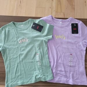 LEVI'S 2 Piece Slim Fit Short Sleeve 100% Cotton Shirts Both Size XS